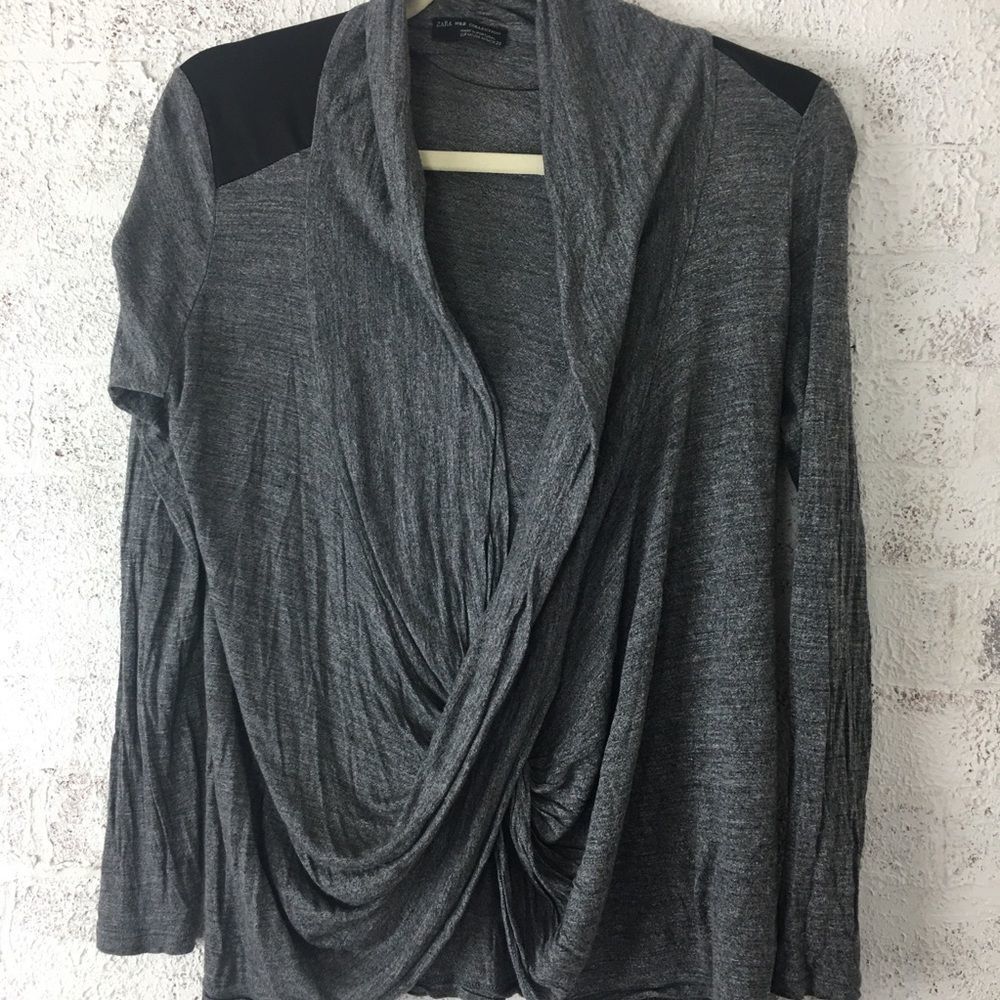 ZARA CHARCOAL GRAY CROSS FRONT TOP